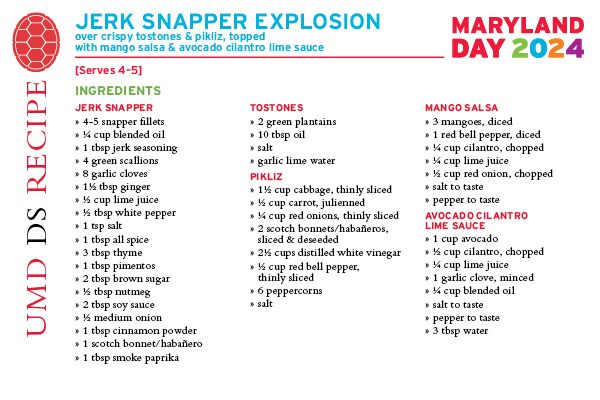 Jerk Snapper Explosion Ingredients