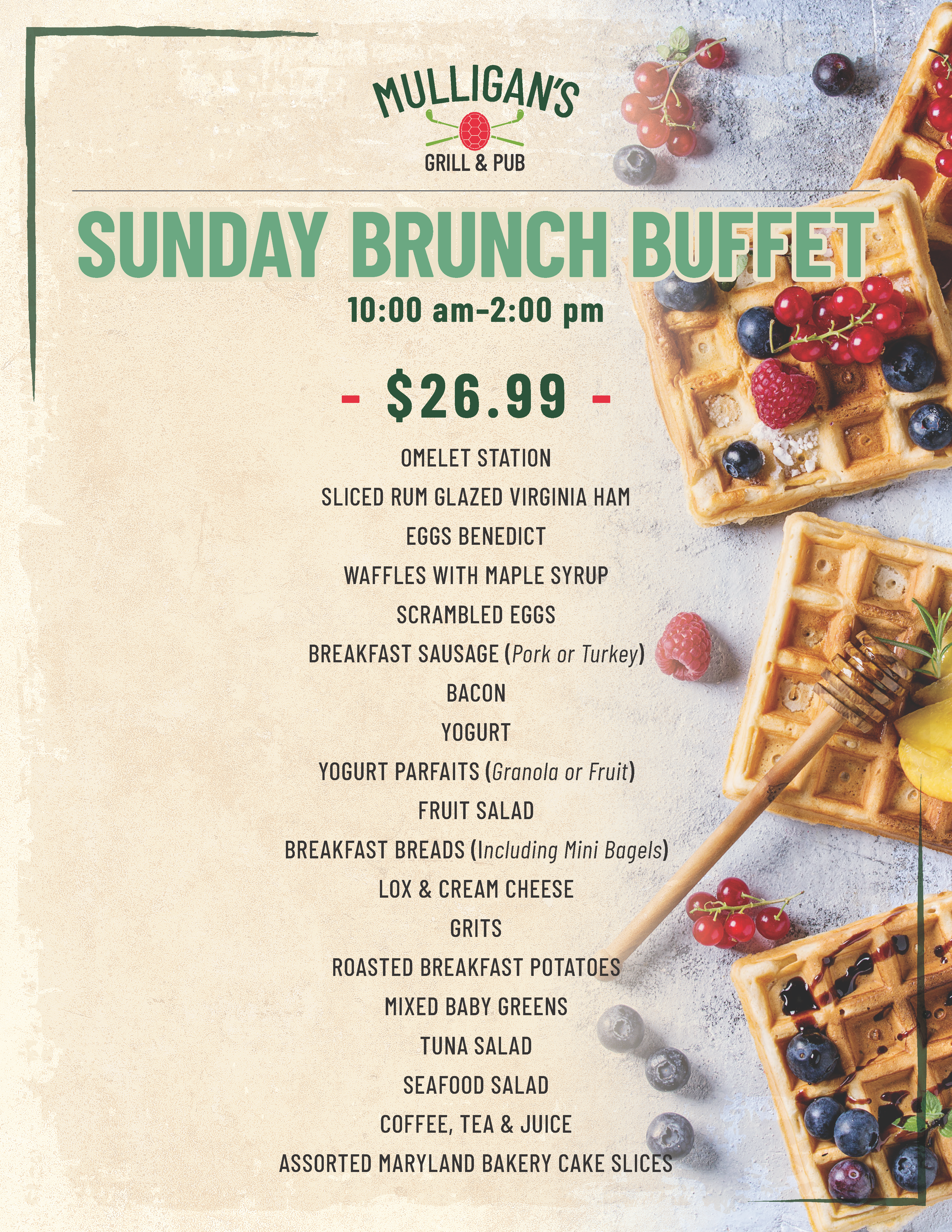 Mulligan's Spring 2025 Brunch Menu