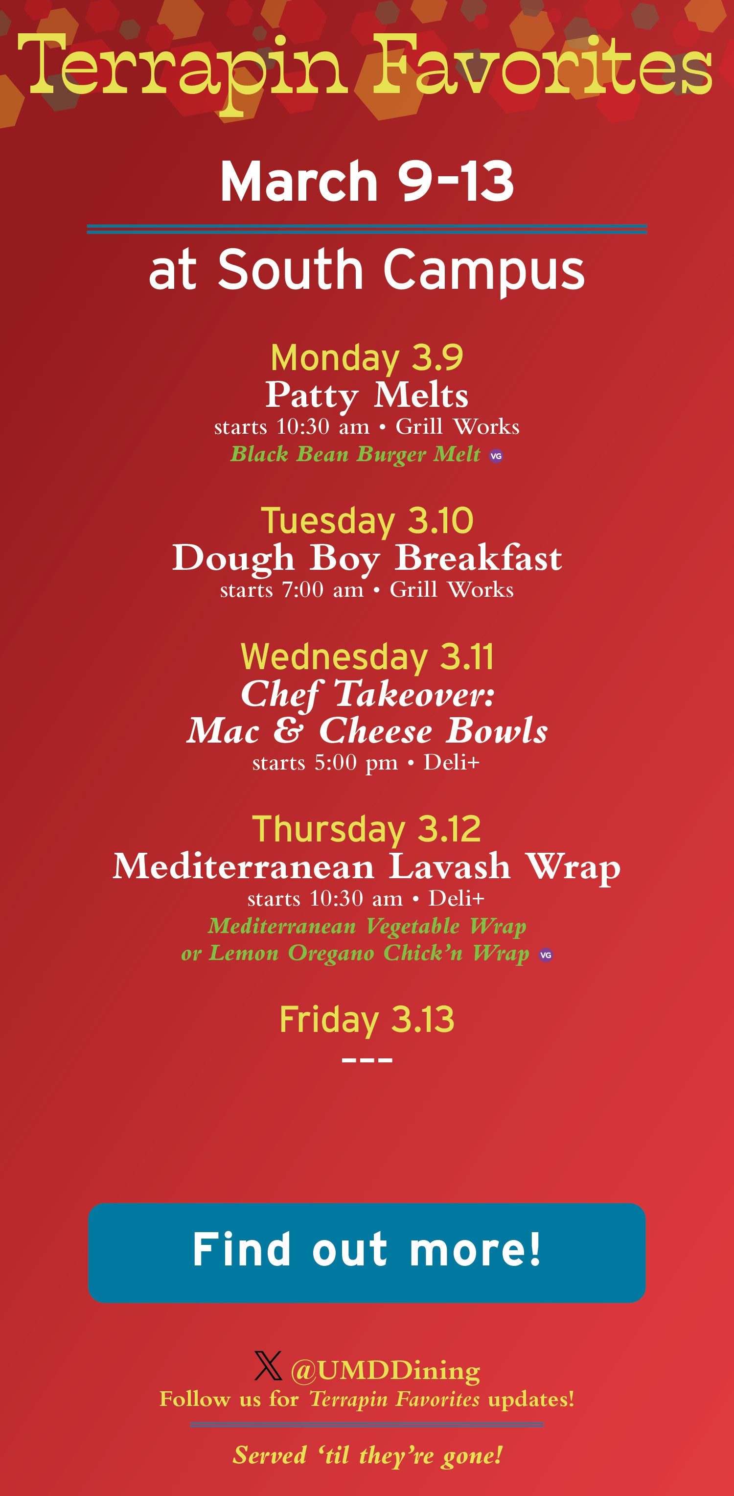 Terrapin Favorites: Mar 9-13