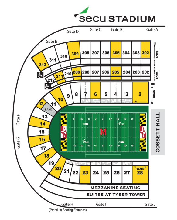 Seating chart for football stadium
